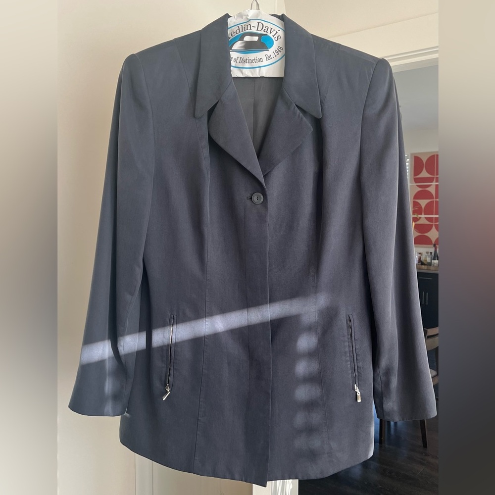 Structured Blue/Gray Blazer With Silver Hardware - image 1